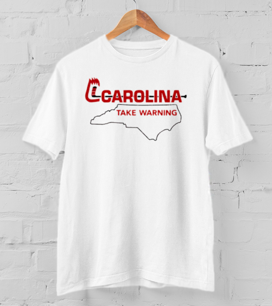 Carolina Take Warning North Carolina Outline Red Claw T-Shirt