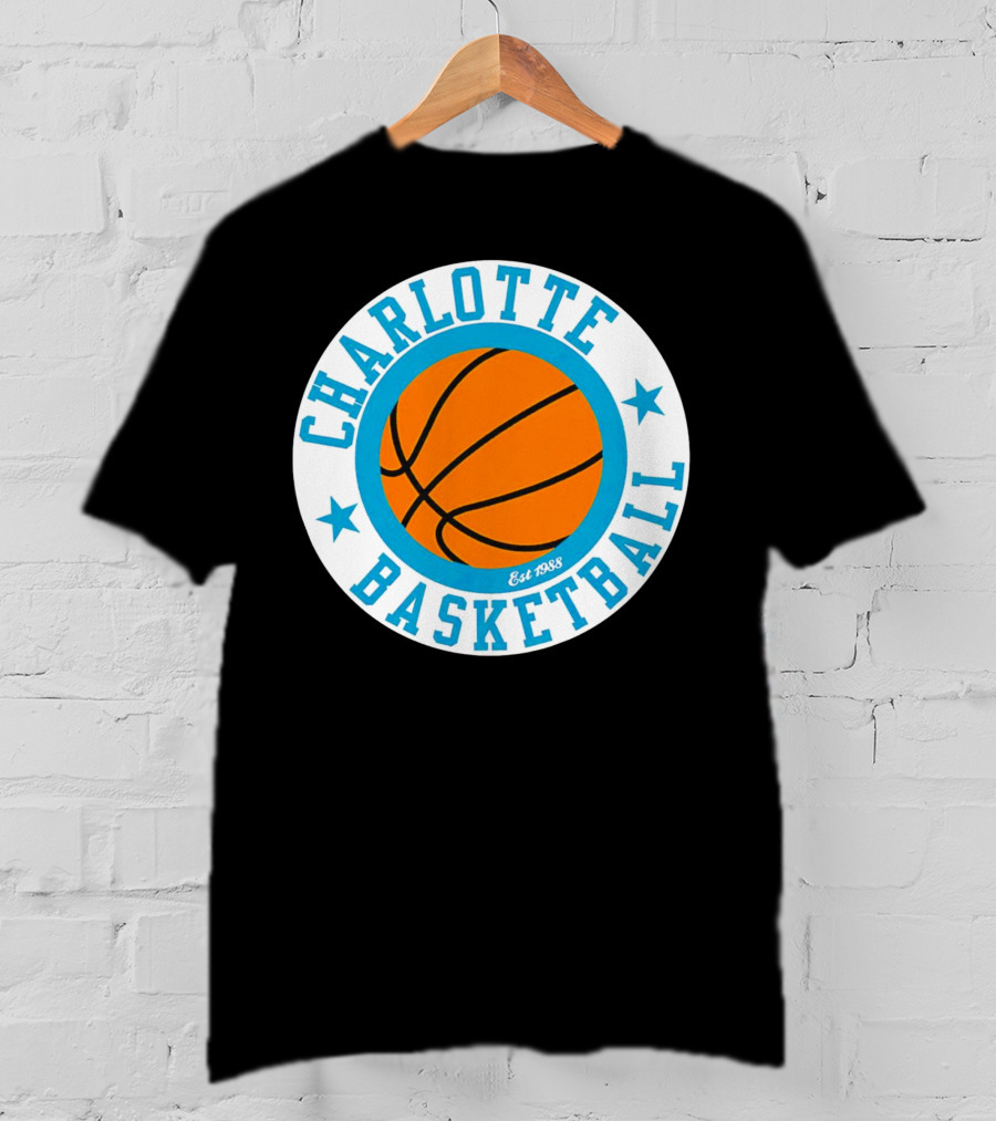 Charlotte Basketball Est 1988 Logo Vintage Style Circle Emblem T-Shirt