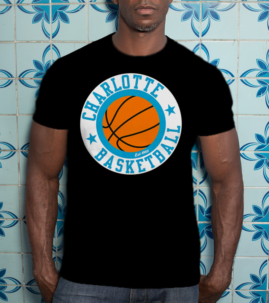 Charlotte Basketball Est 1988 Logo Vintage Style Circle Emblem T-Shirt