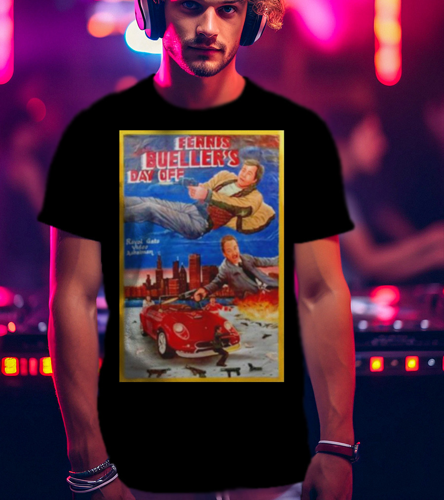 Ferris Bueller's Day Off Royal Gato Video Ashaiman Explosive Artwork With Thrilling City Escape T-Shirt