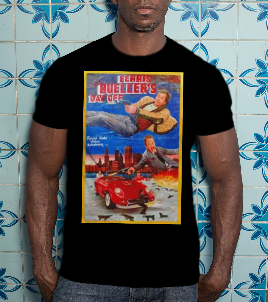 Ferris Bueller's Day Off Royal Gato Video Ashaiman Explosive Artwork With Thrilling City Escape T-Shirt