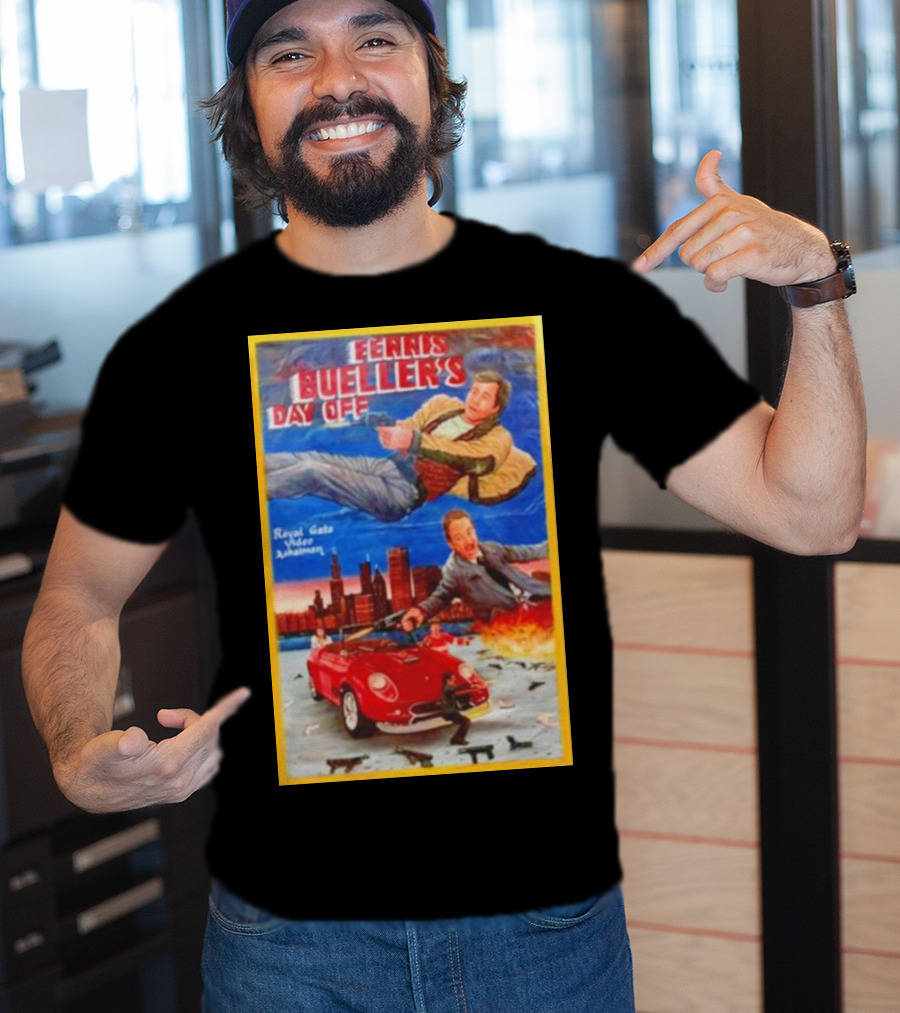Ferris Bueller's Day Off Royal Gato Video Ashaiman Explosive Artwork With Thrilling City Escape T-Shirt