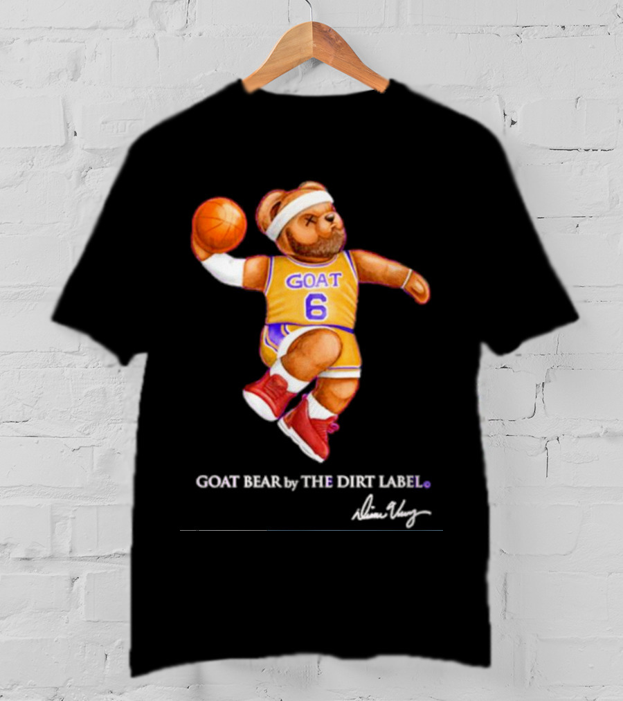 Los Angeles Lakers LeBron James GOAT Bear By The Dirt Label 6 T-Shirt