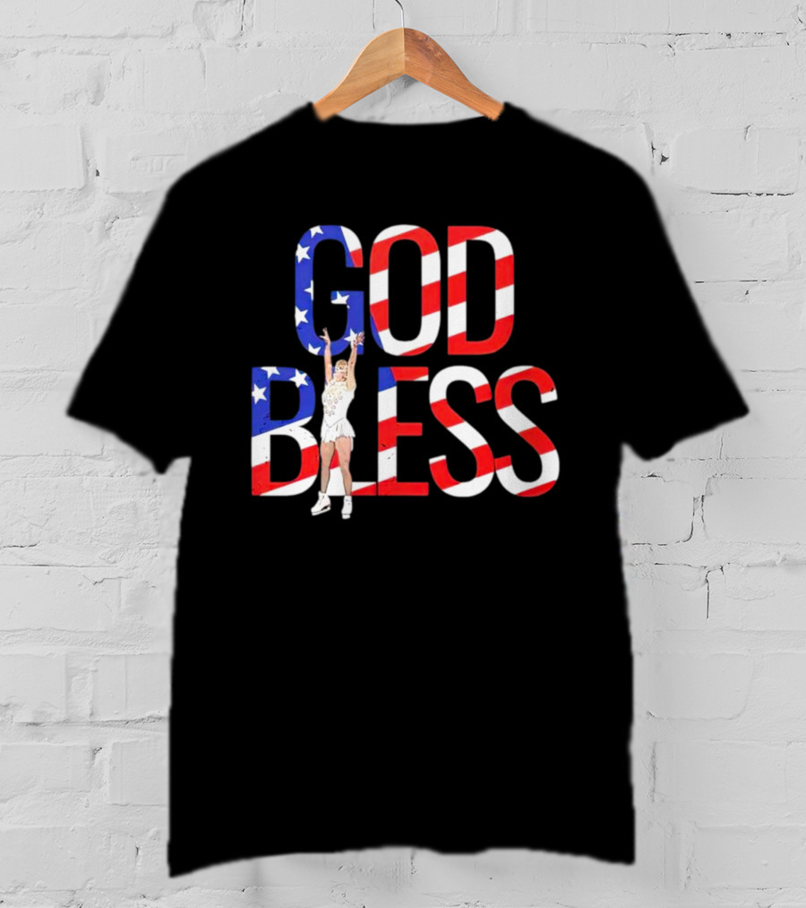 Men’s Tonya Harding God Bless American Flag Figure Skater T-Shirt