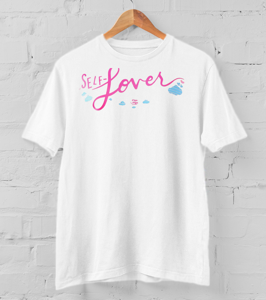 Linya Linya Merch Pink Script Self Lover With Clouds T-Shirt