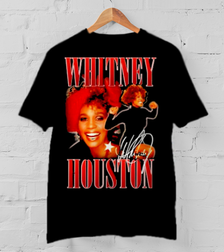 WHITNEY HOUSTON Signature Red Portrait With Joyful Expression T-Shirt