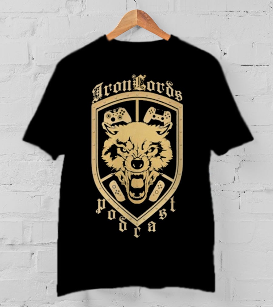 Iron Lords Podcast Wolf Emblem Gaming Controllers Crest T-Shirt