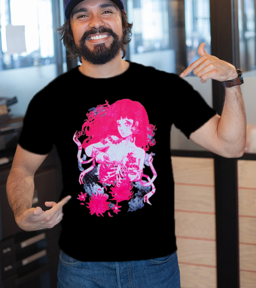 Centipede Girl Rib Cage Pink Floral T-Shirt