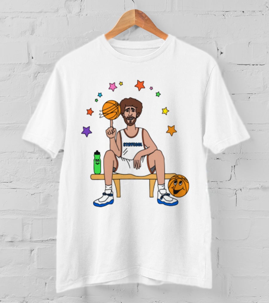 Staycool Basketball Bench With Stars And Basketballs T-Shirt