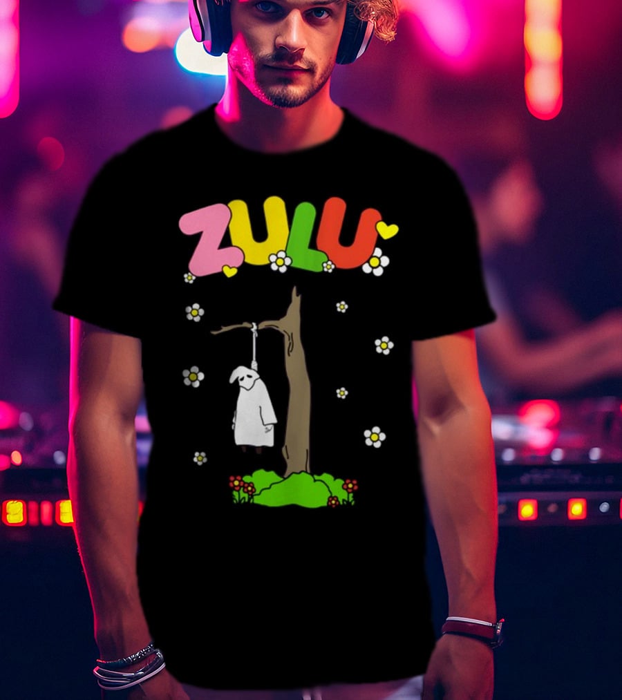 Zulu Hanging Tree With Colorful Text And Heart Flowers T-Shirt