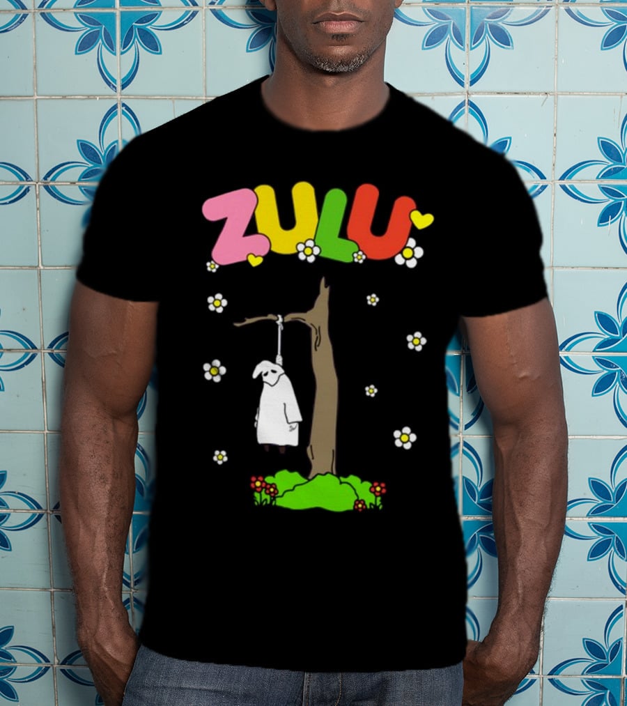 Zulu Hanging Tree With Colorful Text And Heart Flowers T-Shirt