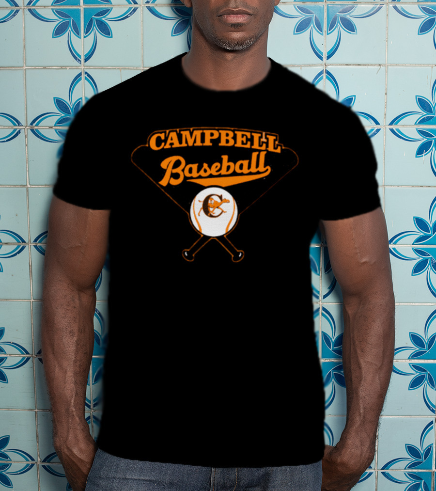 Campbell Baseball Crossed Bats T-Shirt