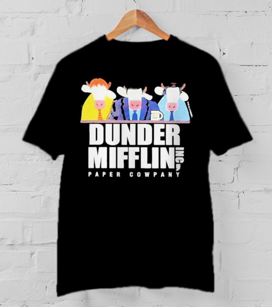 Dunder Mifflin Inc Paper Cowpany Cow Characters T-Shirt