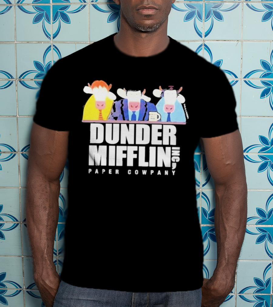 Dunder Mifflin Inc Paper Cowpany Cow Characters T-Shirt