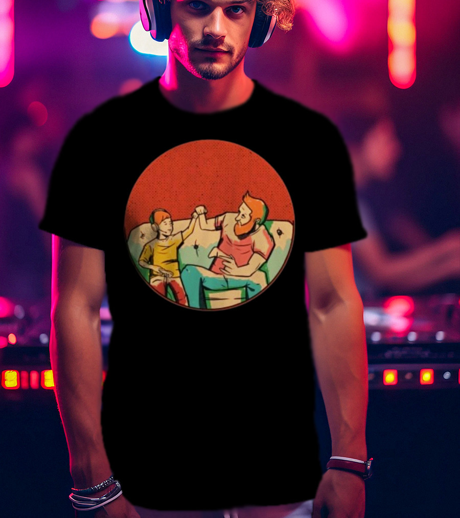 Father And Son Gaming Bond On The Couch T-Shirt