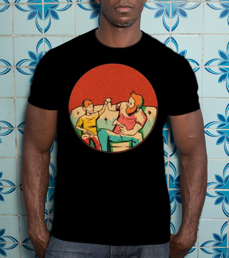 Father And Son Gaming Bond On The Couch T-Shirt
