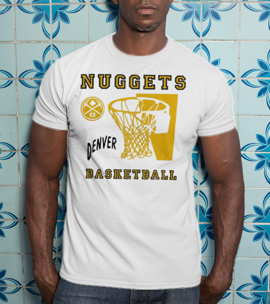 Nuggets Denver Basketball Slam Dunk White Men's Junk Food T-Shirt