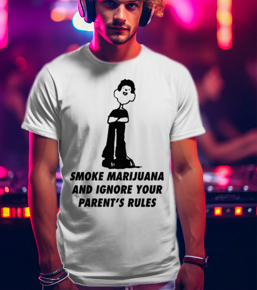 Smoke Marijuana And Ignore Your Parent’s Rules Stick Figure Standing With Crossed Arms T-Shirt