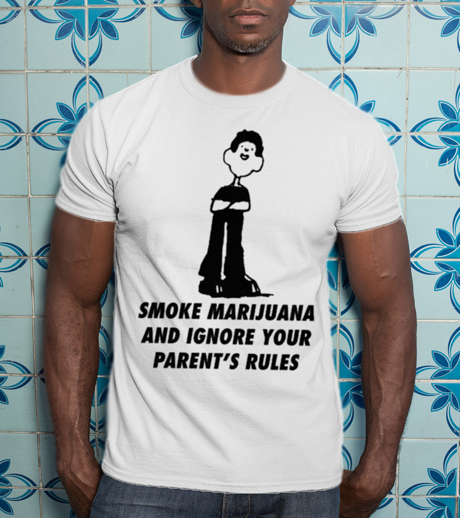 Smoke Marijuana And Ignore Your Parent’s Rules Stick Figure Standing With Crossed Arms T-Shirt