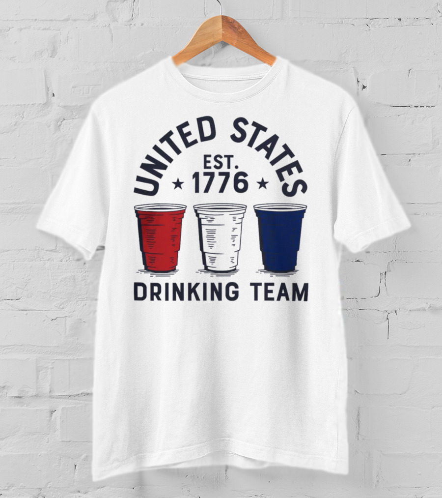 United States Drinking Team Est 1776 Red White Blue Cups T-Shirt
