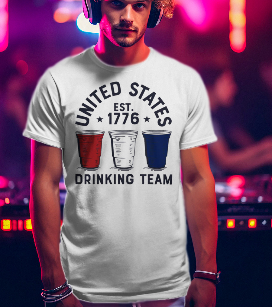 United States Drinking Team Est 1776 Red White Blue Cups T-Shirt