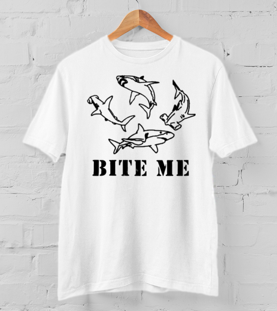 Bite Me Shark With Hammerhead And Great White T-Shirt