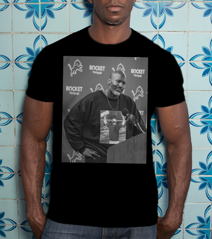 Dan Campbell Holmes Rocket Mortgage Lions Fan Speaker T-Shirt