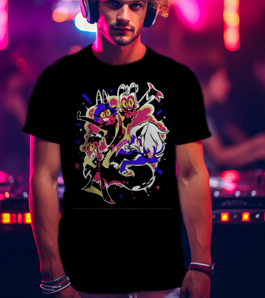 Shark Robot Shop Imp Pop Squad Helluva Boss Cartoon Characters T-Shirt