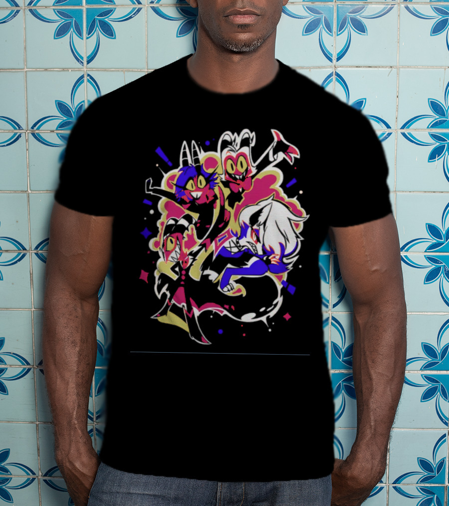 Shark Robot Shop Imp Pop Squad Helluva Boss Cartoon Characters T-Shirt