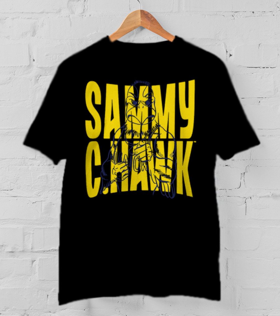 UNC Wilmington Seahawks Sammy C. Hawk Bold Yellow Text With Mascot Outline T-Shirt
