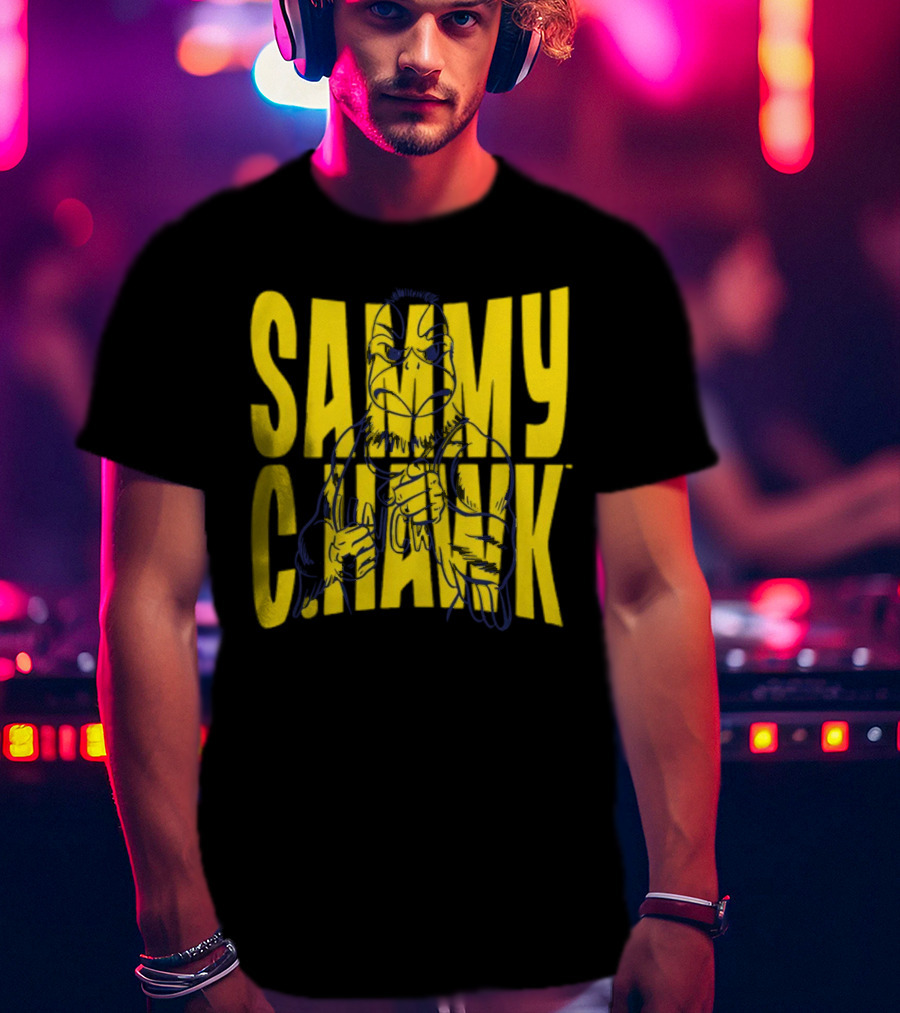 UNC Wilmington Seahawks Sammy C. Hawk Bold Yellow Text With Mascot Outline T-Shirt