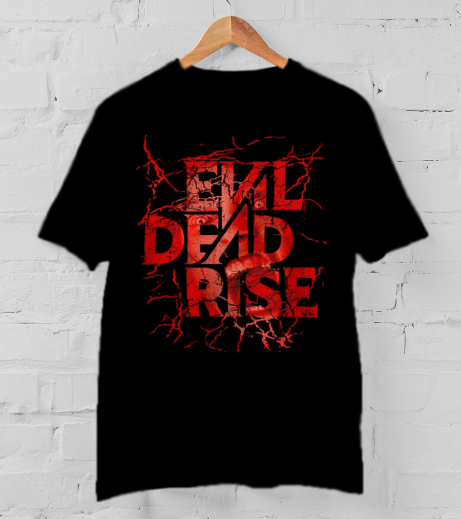 Evil Dead Rise Primal Scream Fractured Red Text With Eyes And Mouth T-Shirt