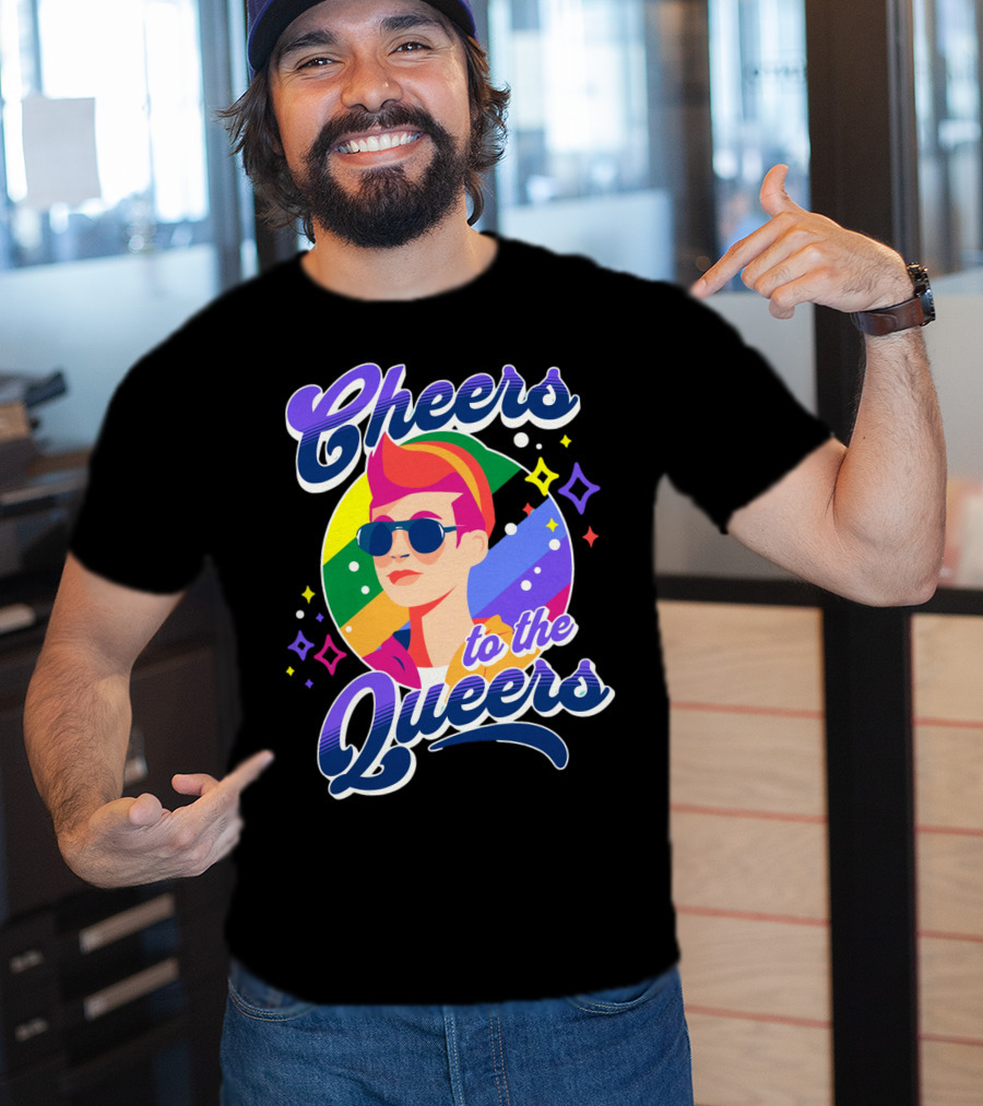 Cheers To The Queers Pride Rainbow Sunglasses Retro 80s T-Shirt