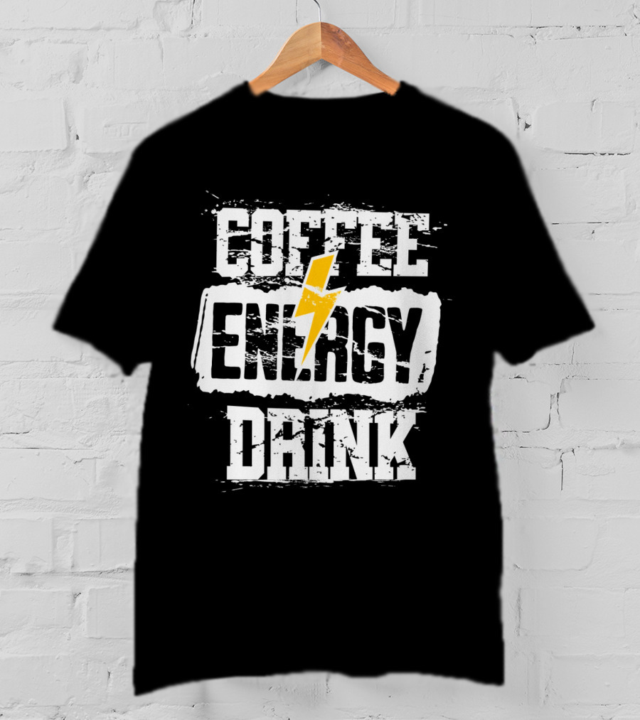 Coffee Energy Drink Grunge Bolt Lightning T-Shirt