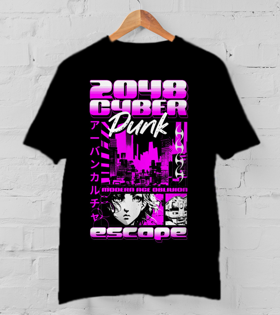 2048 Cyber Punk Escape Modern Age Oblivion Japanese Anime Urban Culture T-Shirt