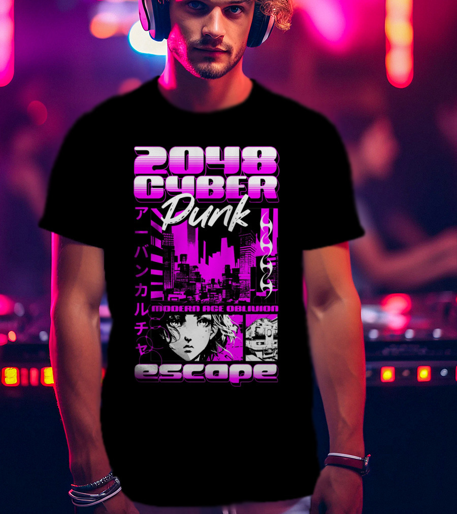 2048 Cyber Punk Escape Modern Age Oblivion Japanese Anime Urban Culture T-Shirt