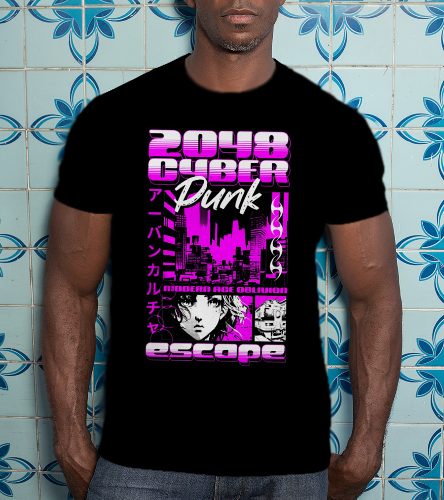 2048 Cyber Punk Escape Modern Age Oblivion Japanese Anime Urban Culture T-Shirt