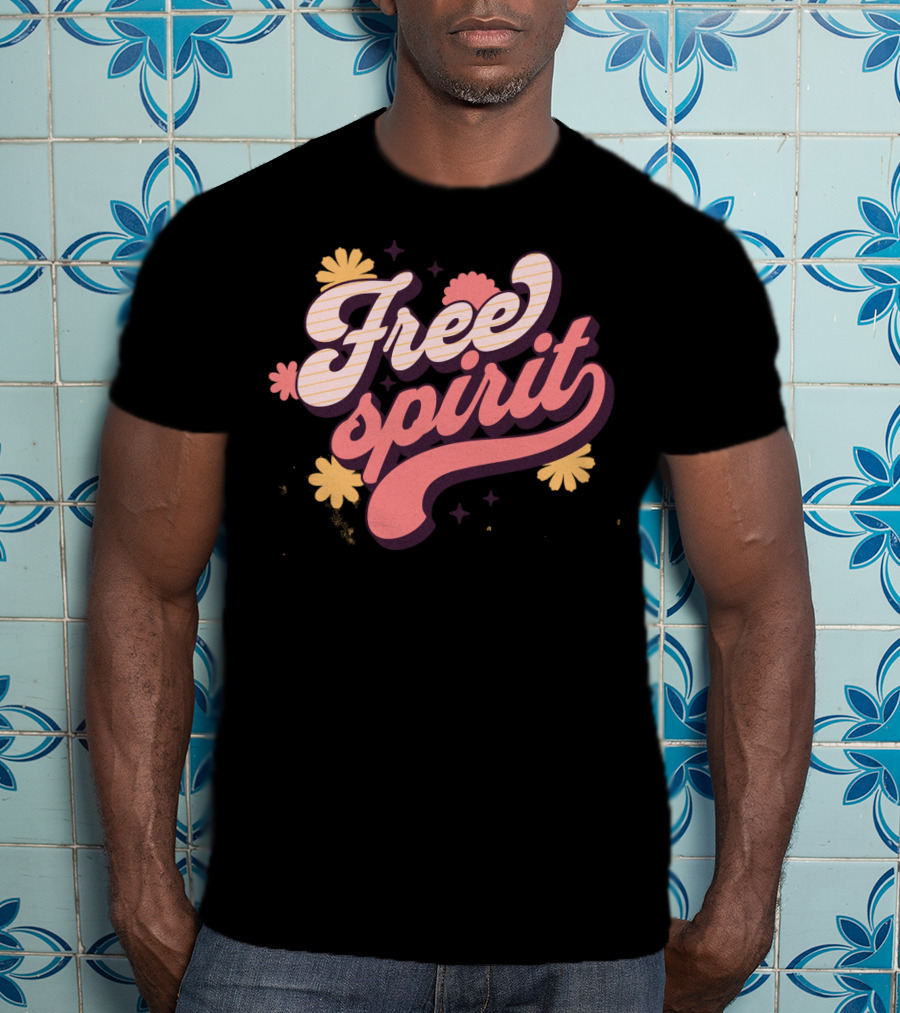Free Spirit Retro Pink And Yellow Flowers T-Shirt