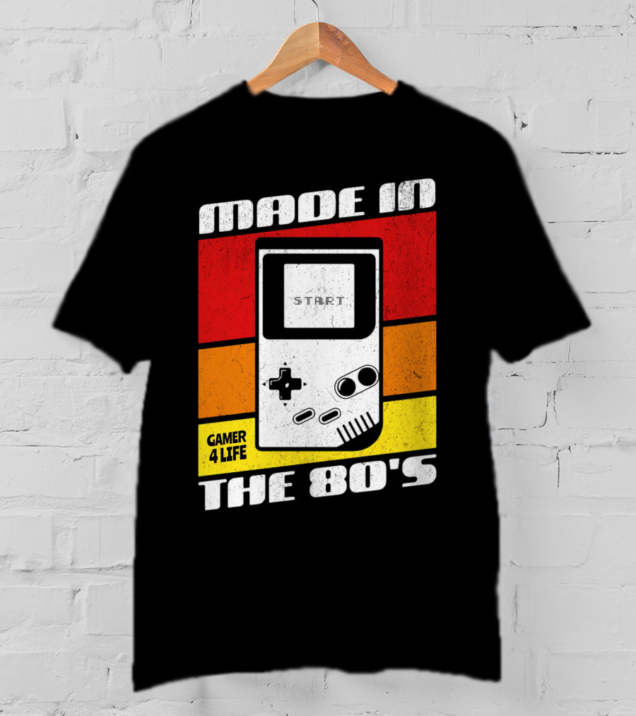 Made IN The 80'S Gamer 4 Life Vintage Gaming Start T-Shirt