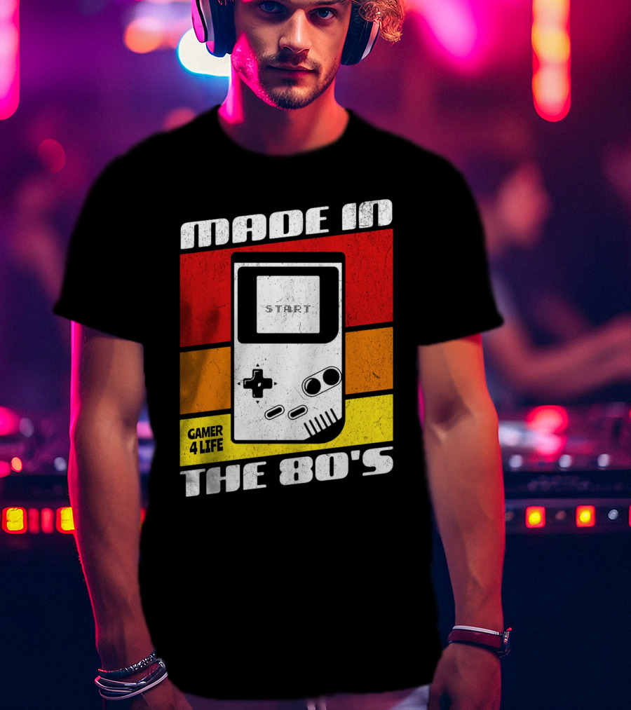 Made IN The 80'S Gamer 4 Life Vintage Gaming Start T-Shirt