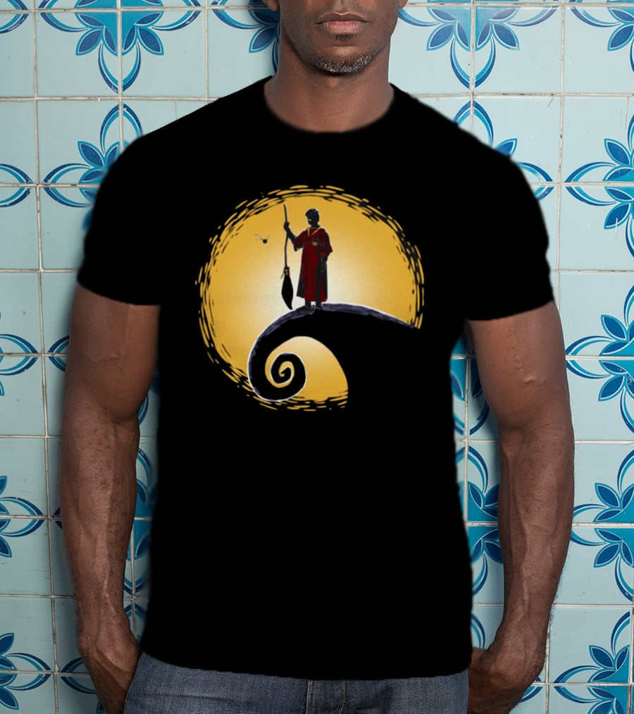 Quidditch Before Christmas Wizards Moon Scene T-Shirt