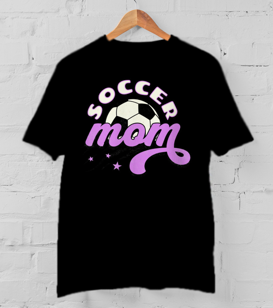Soccer Mom Retro Style With Soccer Ball And Stars T-Shirt