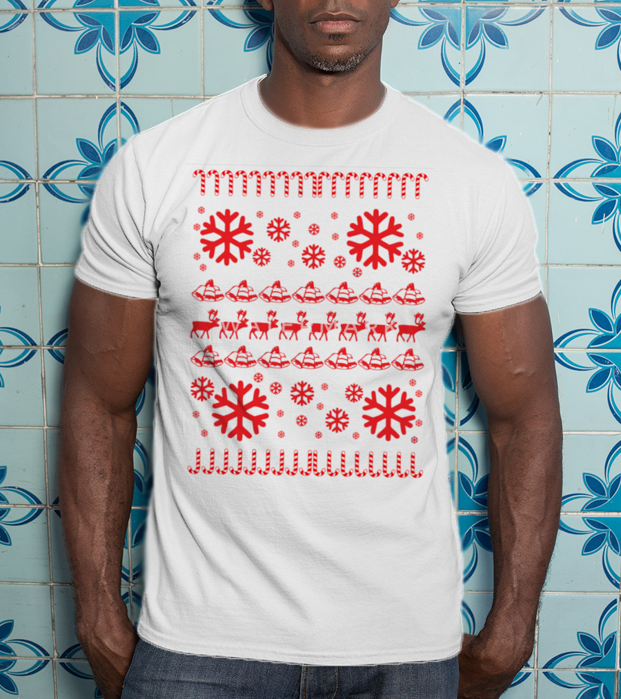 Reindeer And Snowflakes Christmas T-Shirt