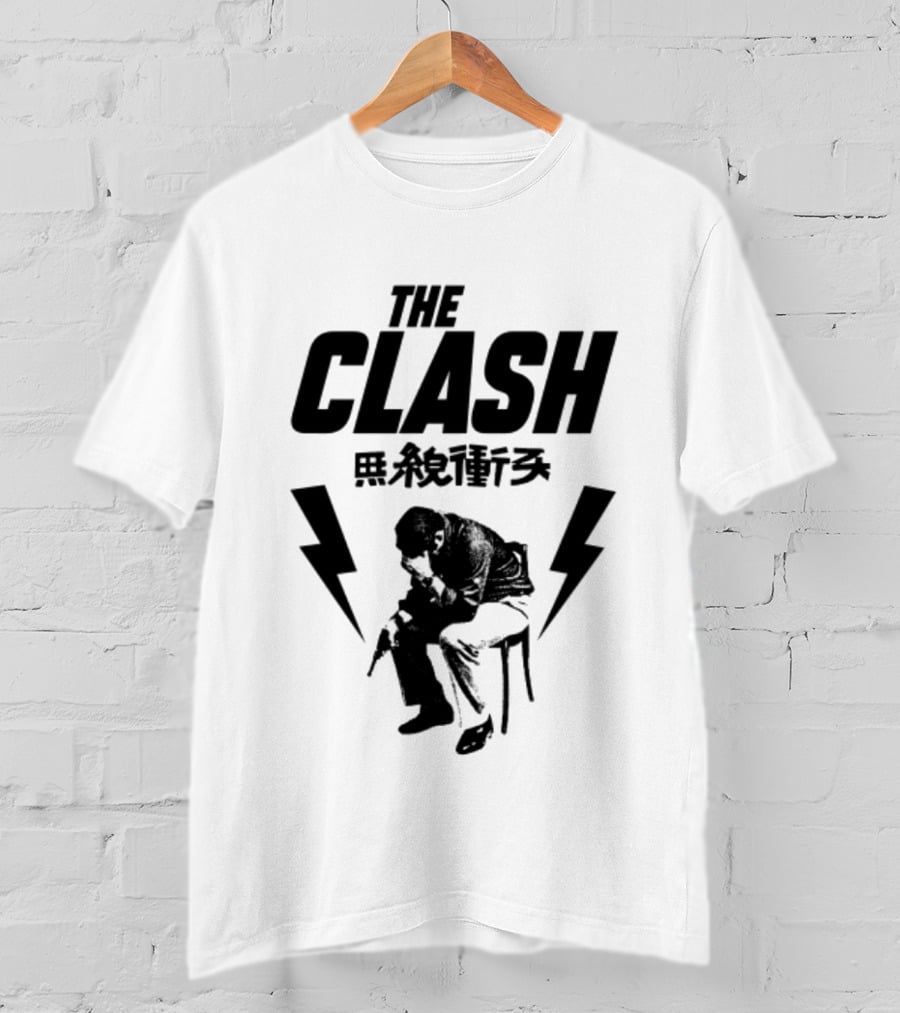 The Clash London Crime Fanart With Lightning Bolts And Seated Figure T-Shirt