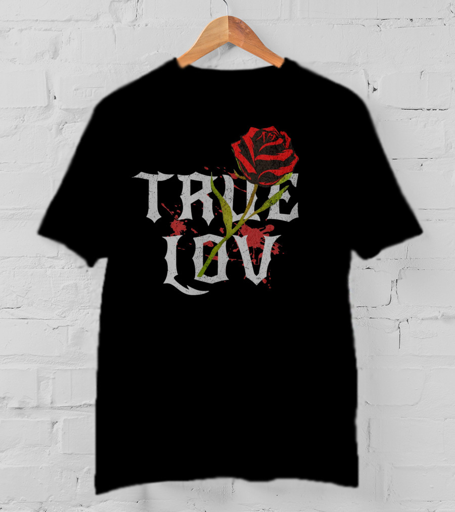 True Love Gothic Rose With Red Splatter T-Shirt