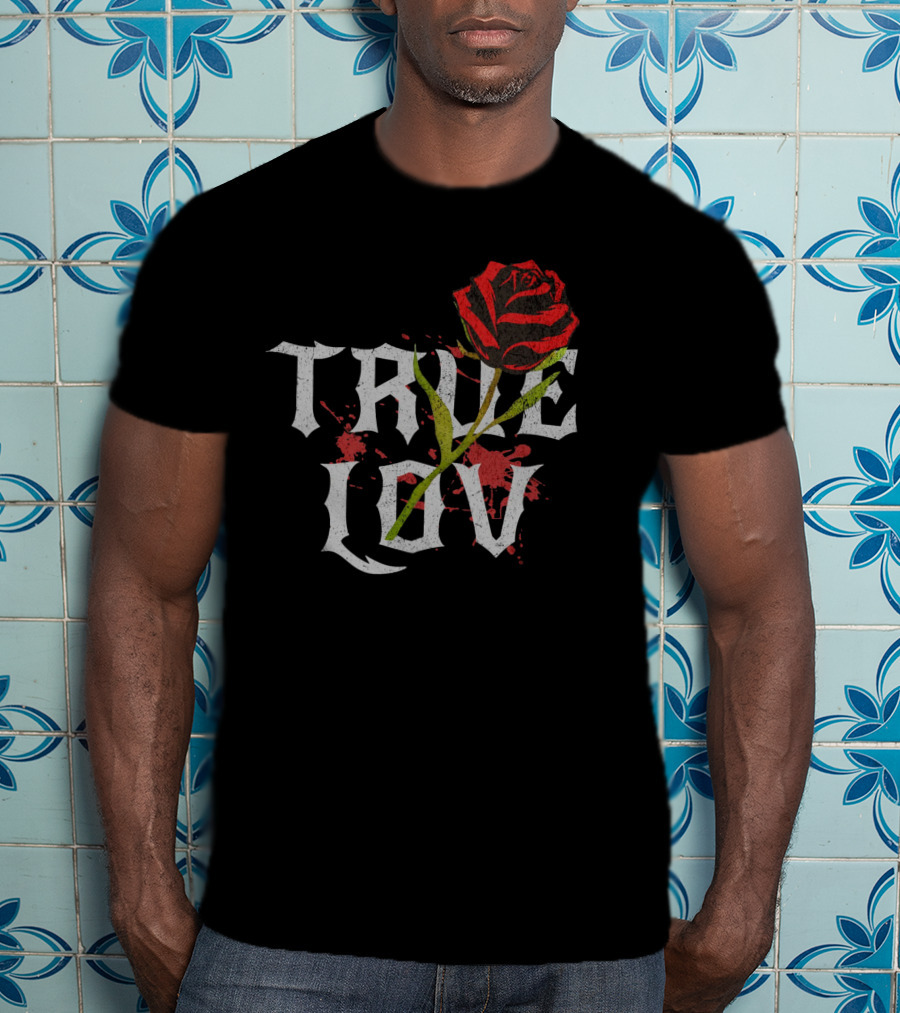 True Love Gothic Rose With Red Splatter T-Shirt