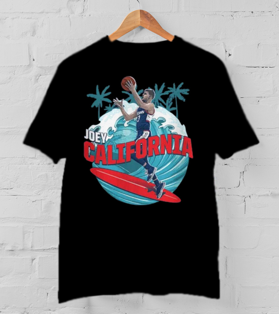 Joey California Basketball Surfing UConn Wave Palms T-Shirt