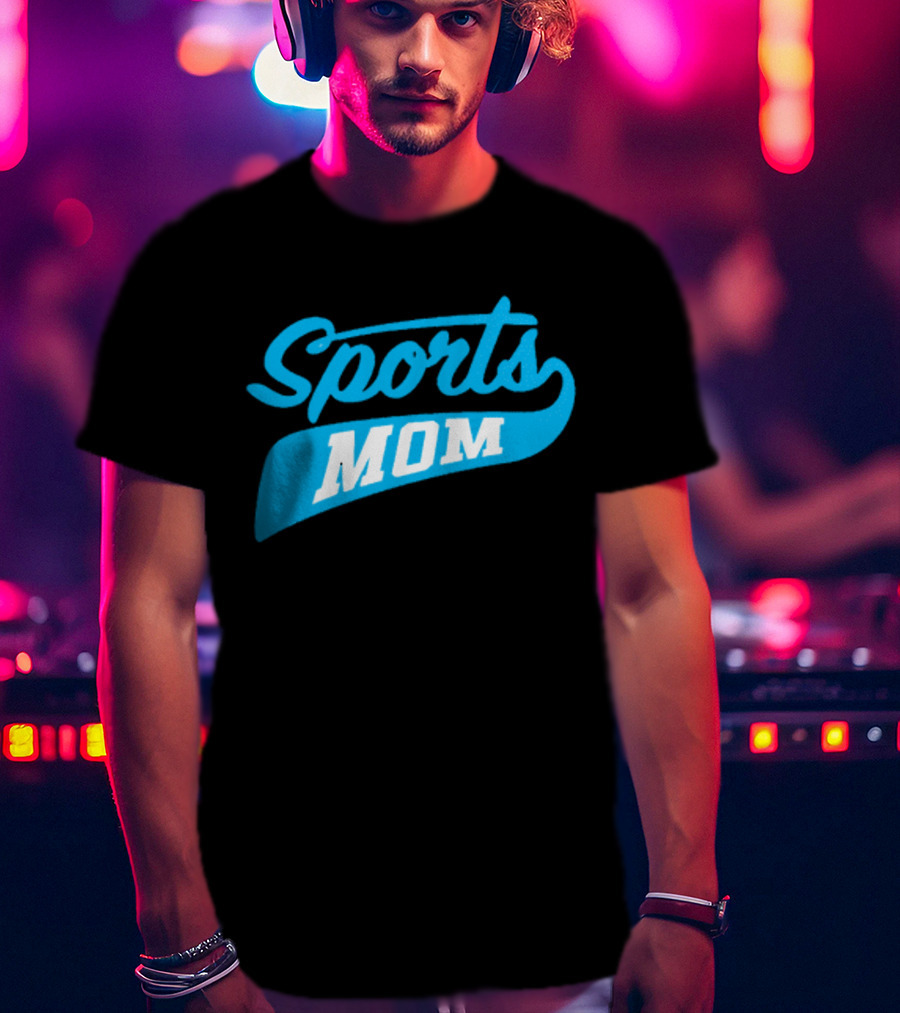 Sports Mom Blue Script Style T-Shirt
