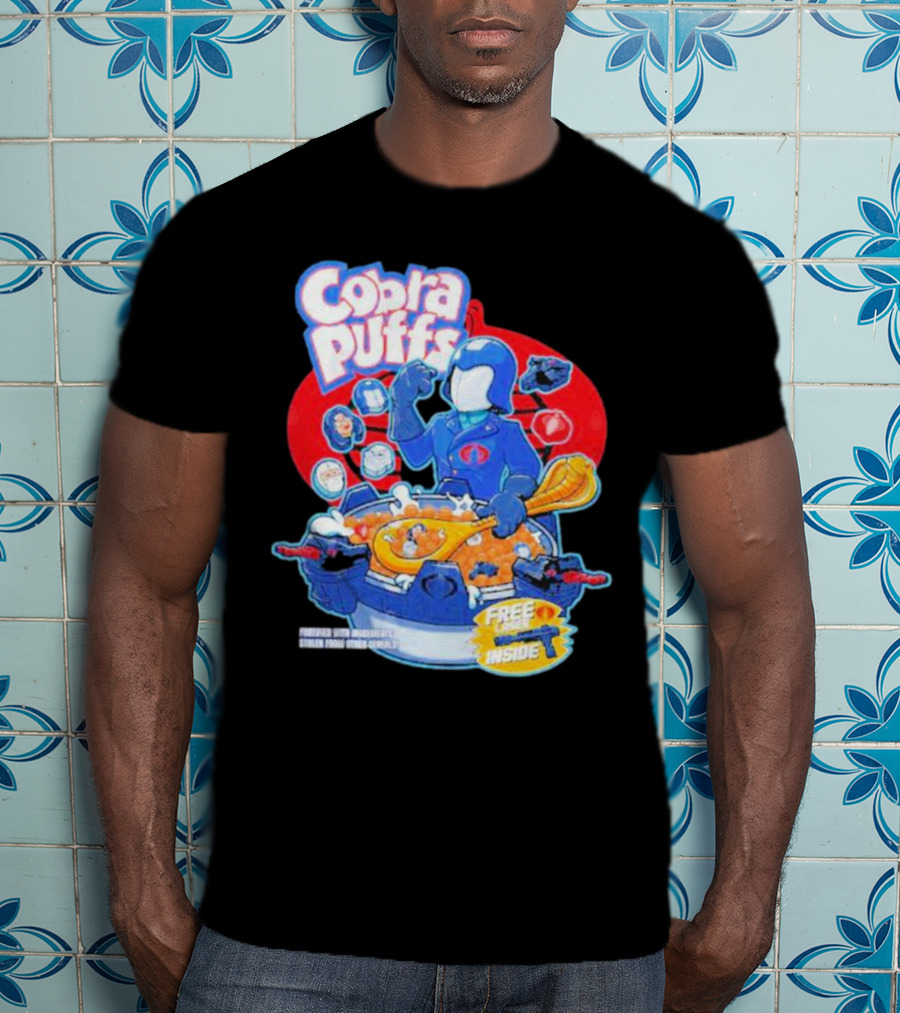 Cobra Puffs Free Laser Inside Funko Pop Style Cereal Commander Cartoon Scene T-Shirt