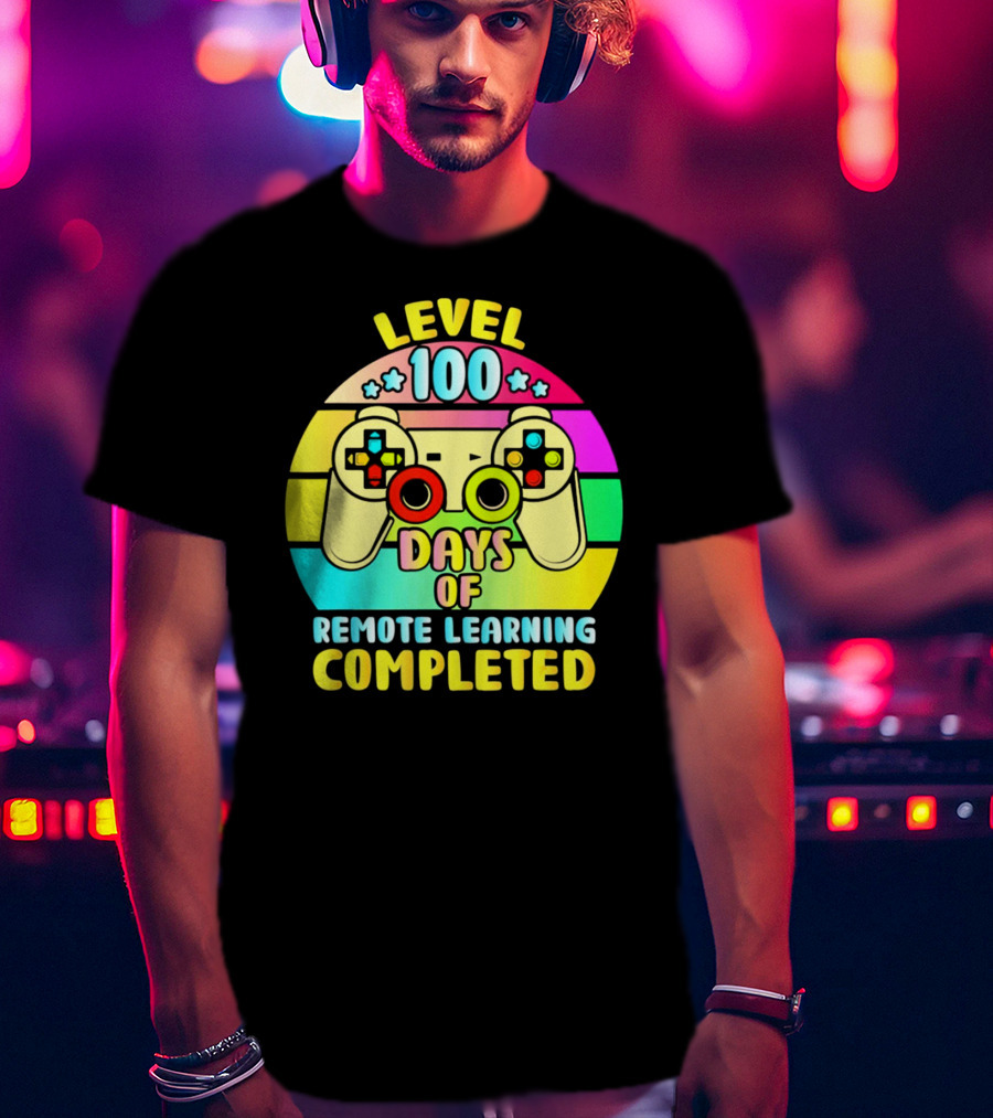 Level 100 Days Of Remote Learning Completed Vintage Controller T-Shirt